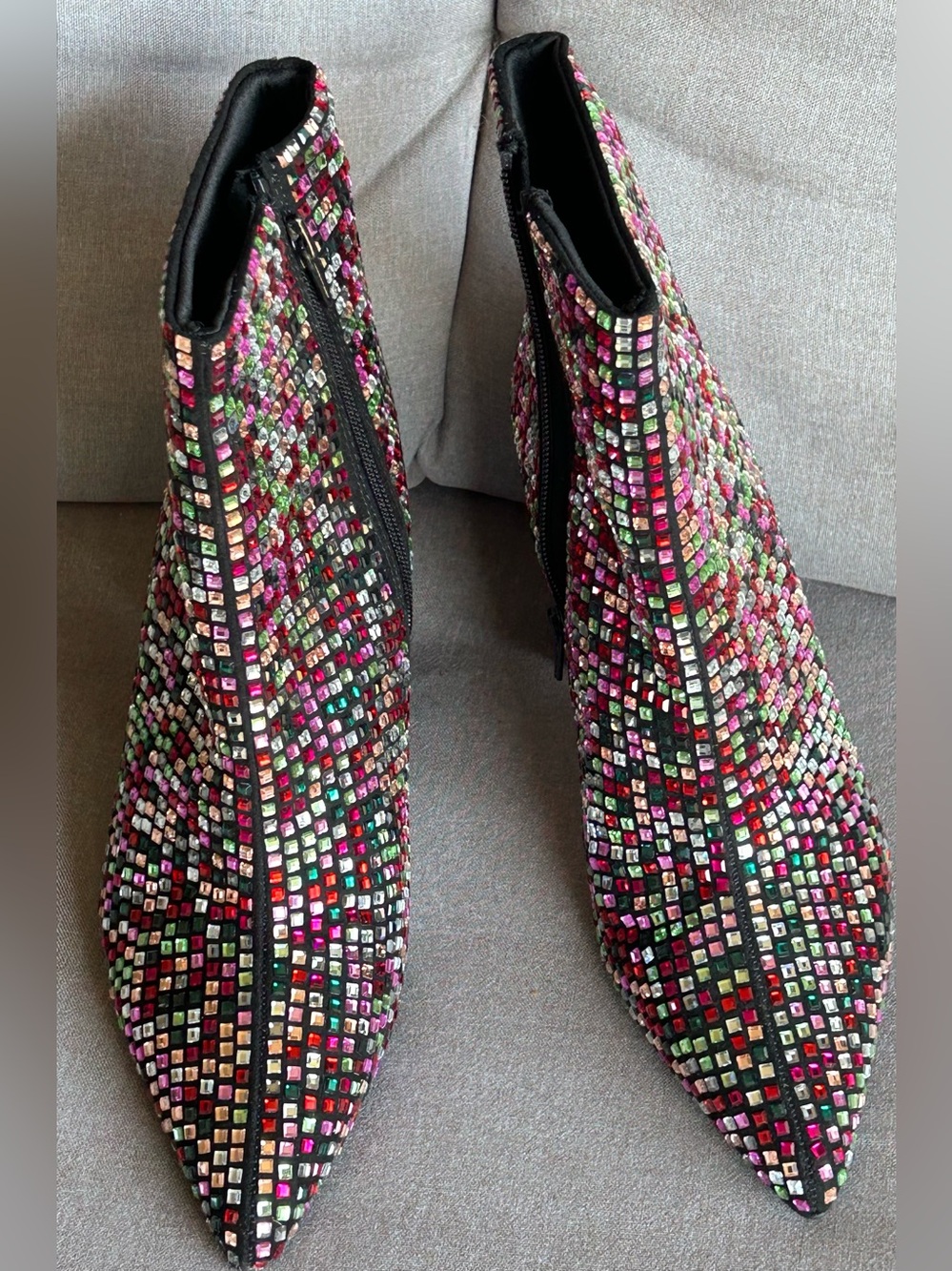 NWOB- Wild Pair Multicolor Embellished Pointed Toe Ankle Boots